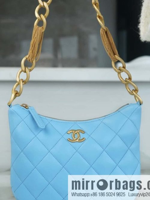 CHANEL 23A Handicraft Workshop HOBO Underarm Bag AS4220 Light Blue