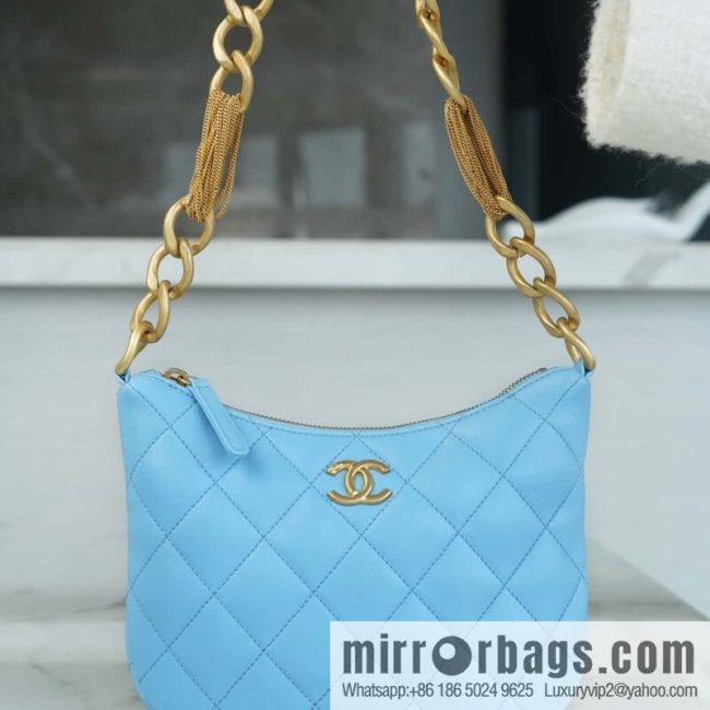 CHANEL 23A Handicraft Workshop HOBO Underarm Bag AS4220 Light Blue