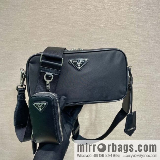 PRADA imported nylon fabric, new small messenger bag 1BH197A
