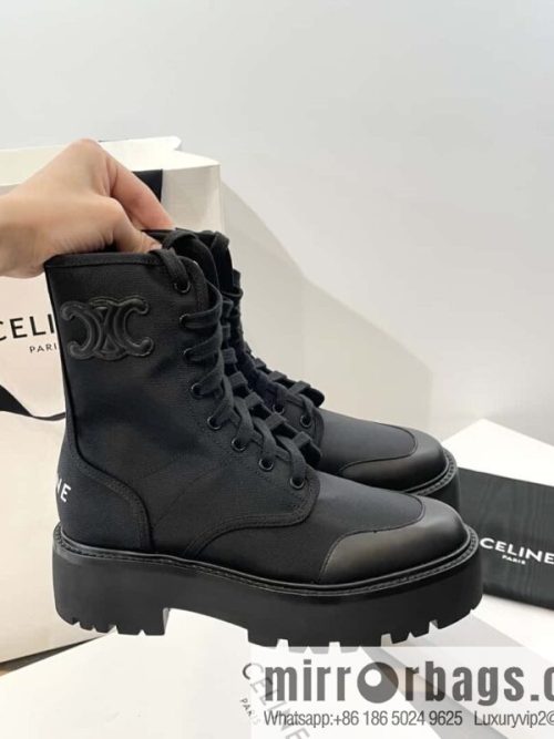 CELINE canvas platform-soled Martin booties