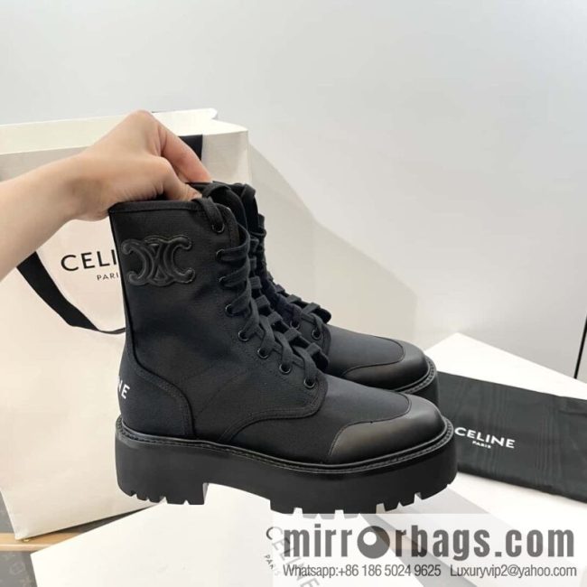 CELINE canvas platform-soled Martin booties