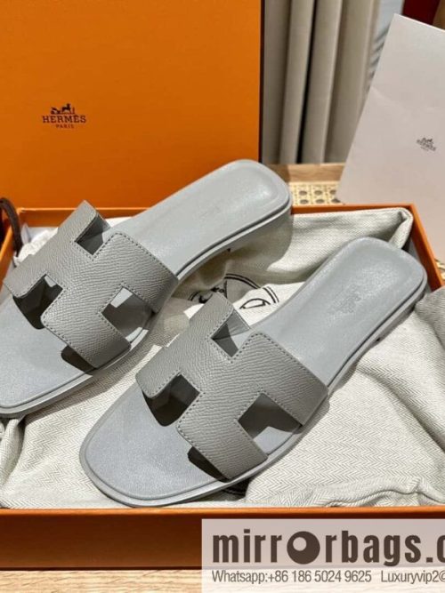 Hermès leather outsole H slippers, grey