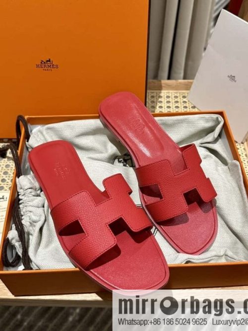 Hermès leather outsole H slippers, red