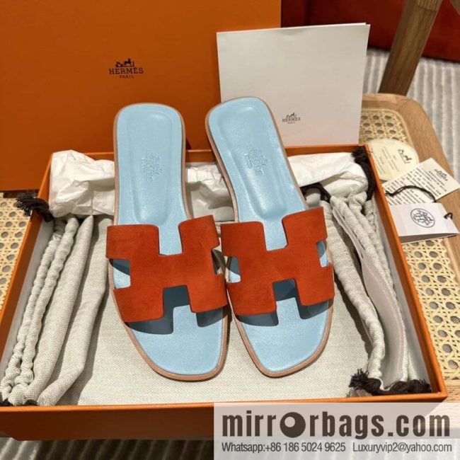 Hermès leather outsole H slippers, color matching