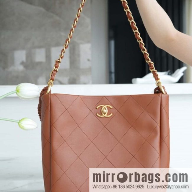 CHANEL 23A New HOBO hippie bag AS4210 caramel color
