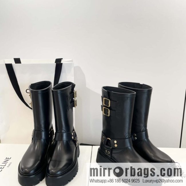 CELINE autumn and winter mid-tube thick-soled knight locomotive boots