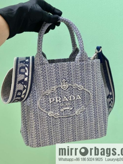 PRADA Prada embroidery tote bag 1BA343 blue
