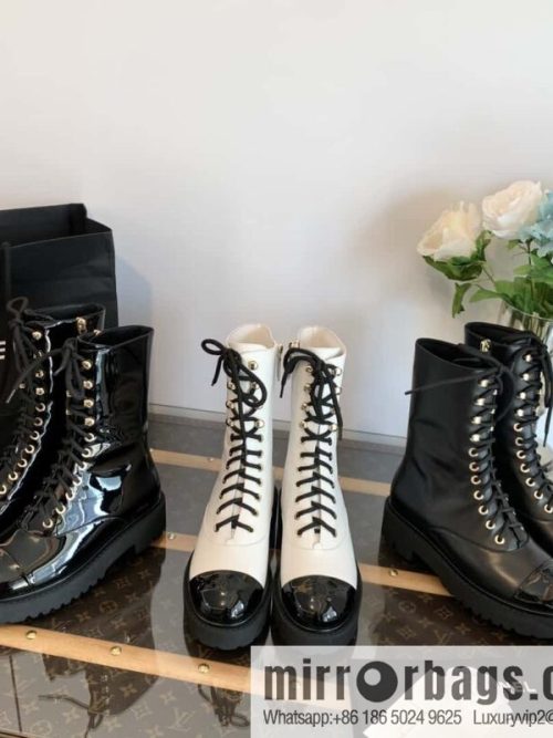 CHANEL Xiaoxiang autumn and winter lace-up thick-soled locomotive boots