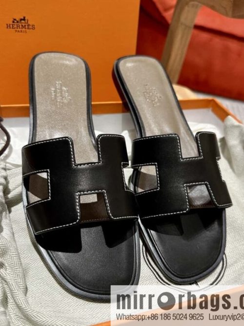 Hermès leather outsole H slippers