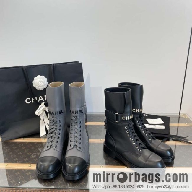 CHANEL Xiaoxiang Lace-up Kusa Knight Motorcycle Boots