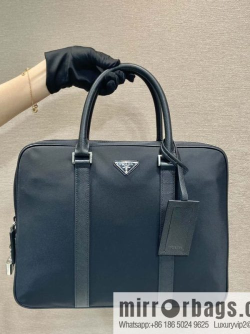 PRADA Saffiano leather and nylon briefcase 2VE871B
