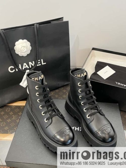 CHANEL Xiaoxiang thick-soled lace-up Martin booties