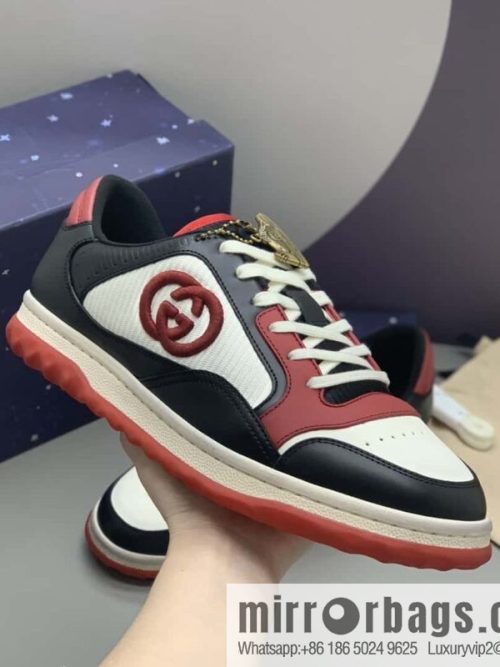 GUCCI black and red color matching cowhide, couple style, the same sports and leisure shoes for men and women