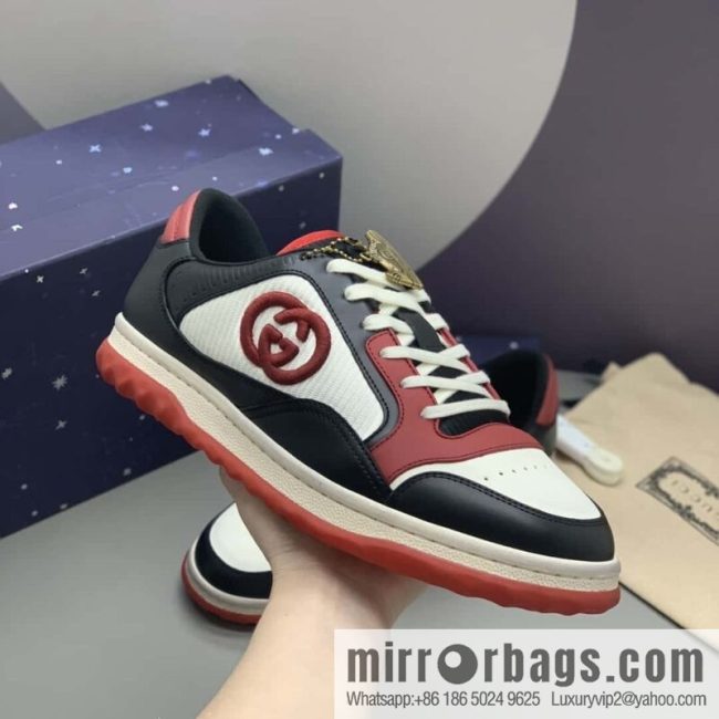 GUCCI black and red color matching cowhide, couple style, the same sports and leisure shoes for men and women
