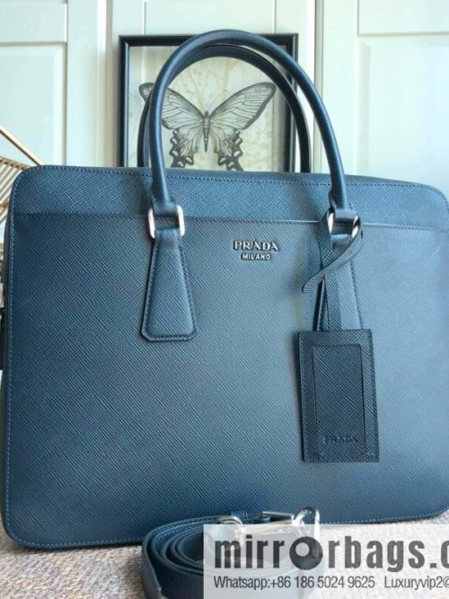 PRADA Prada imported original thick cross pattern new men\'s bag 2VE368 loose word label/blue