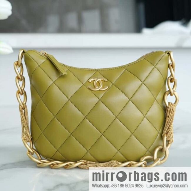 wsxc1699280667206_0-800x800khzwk5qvuas33896_20250716035608.jpg CHANEL 23A Handicraft Workshop HOBO Underarm Bag AS4220 Mustard Green