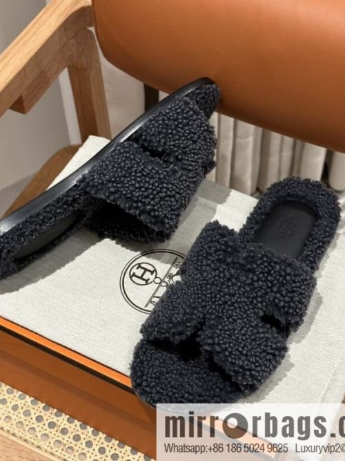 Hermès imported lamb wool lzmir series men\'s sandals