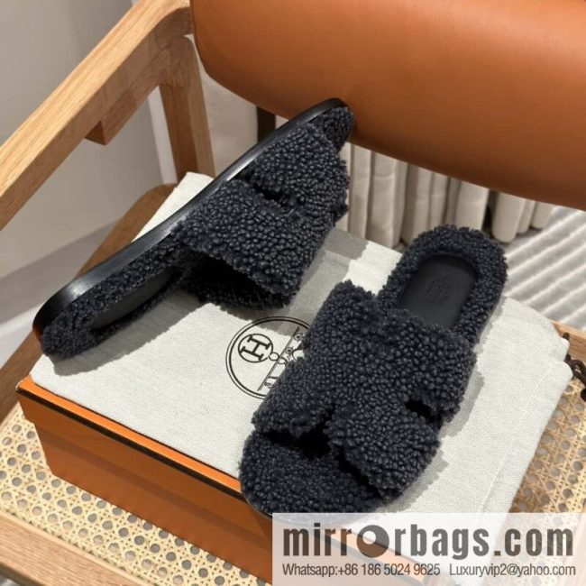 Hermès imported lamb wool lzmir series men\'s sandals