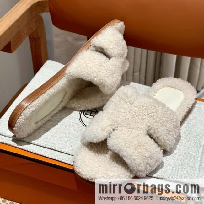 Hermès imported lamb wool lzmir series men\'s sandals