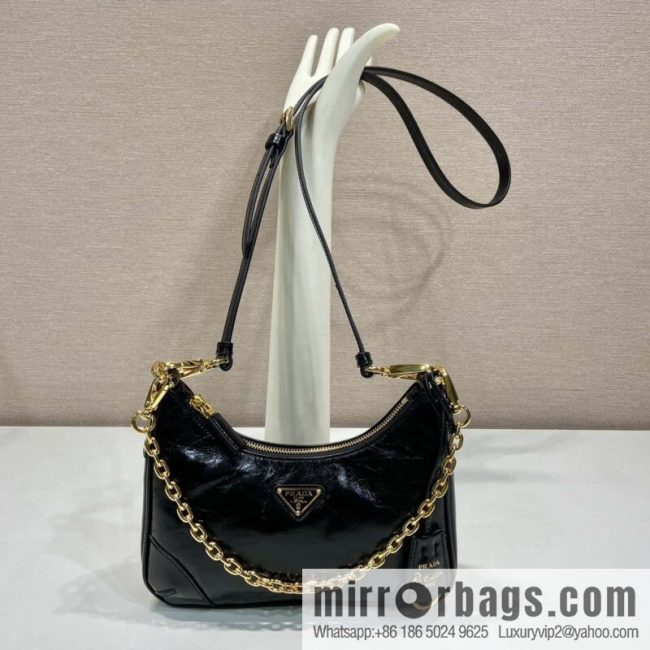 PRADA oil wax leather Hobo1BC204 hand carry/underarm bag/crossbody bag
