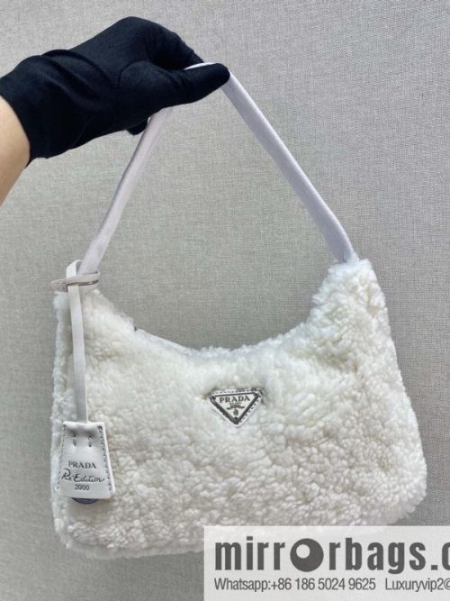 PRADA Plush Hobo Underarm Bag NE515 White
