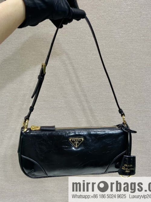 PRADA Oil Waxed Leather Underarm Bag 1BC201