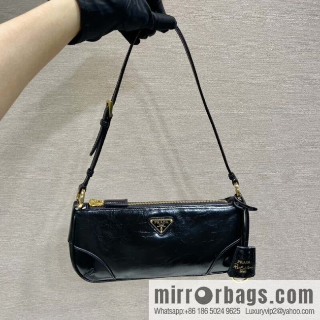 PRADA Oil Waxed Leather Underarm Bag 1BC201
