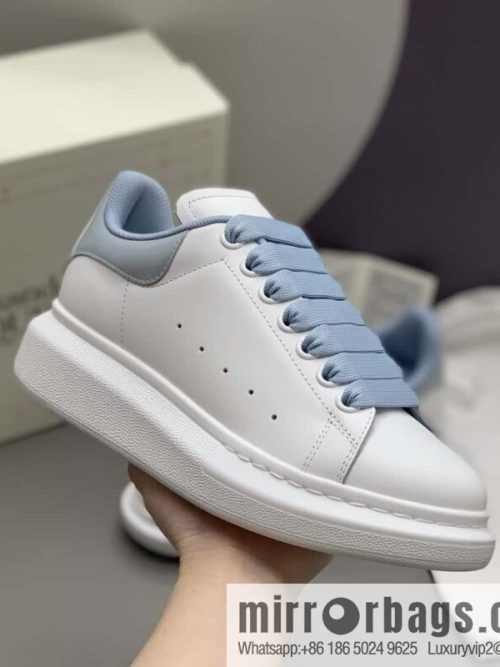 Alexander McQueen/Alexander McQueen MQ gray-blue patent leather tail couple casual shoes