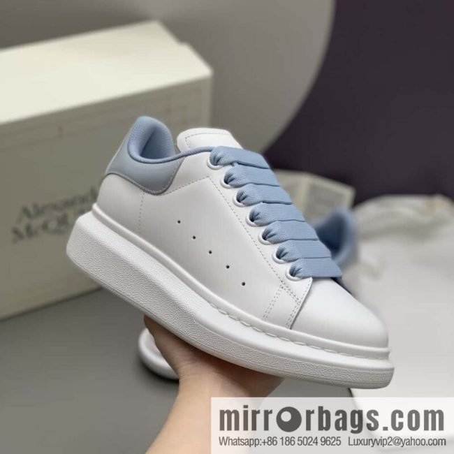 Alexander McQueen/Alexander McQueen MQ gray-blue patent leather tail couple casual shoes