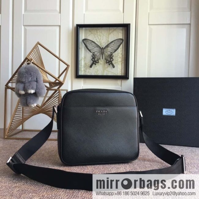 PRADA Prada imported thick leather crossbody bag 2VH014 black