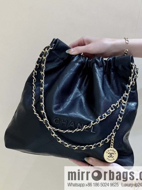 CHANEL black caviar leather with gun color hardware 23k garbage bag AS3261