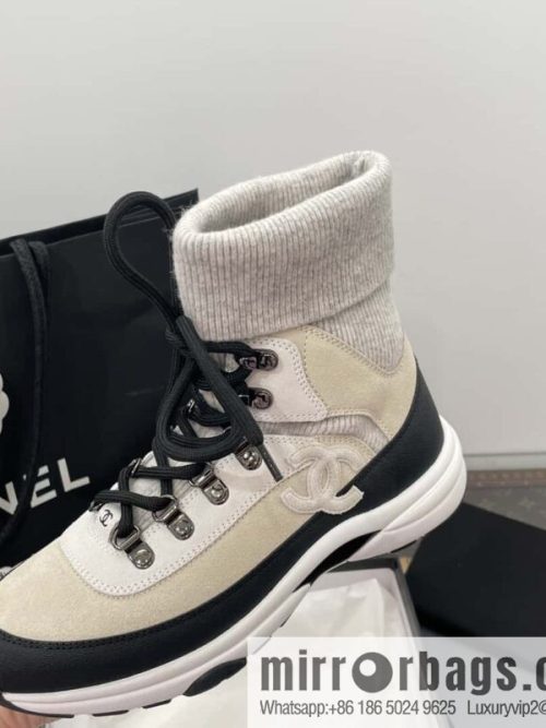 CHANEL autumn and winter wool socks high-top sneakers