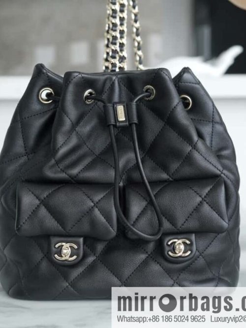 CHANEL B handmade workshop backpack AS4342 black