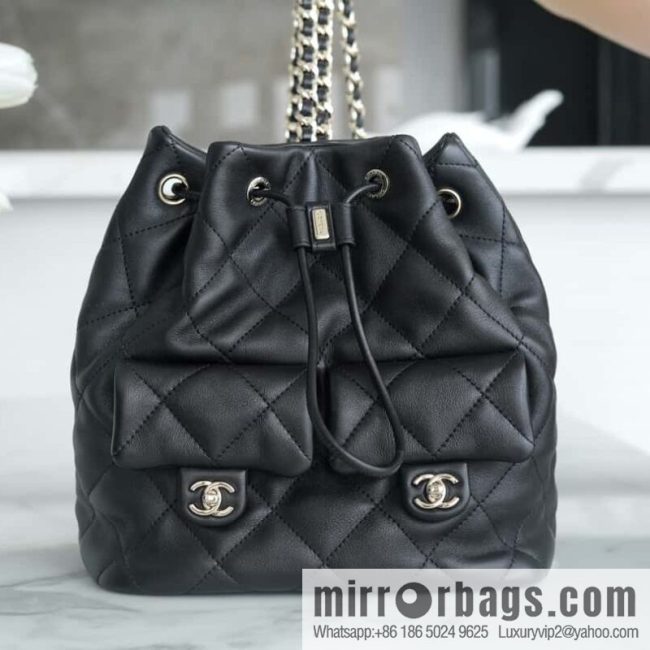 CHANEL B handmade workshop backpack AS4342 black