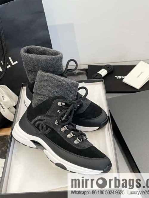 CHANEL autumn and winter wool socks high-top sneakers