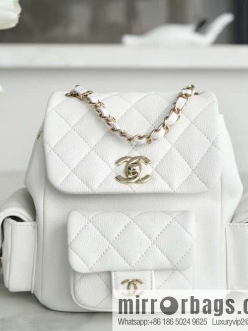 CHANEL 23K new, tank Dumas small shoulder backpack AS4399 white