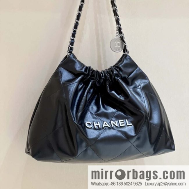 CHANEL 24C early spring vacation series 22 horizontal garbage bag AS4486 silver metal