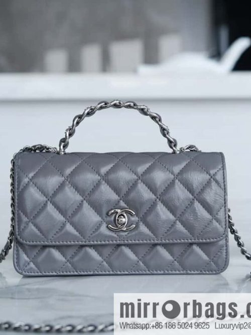 CHANEL 23K new rhinestone handle organ AP3645 dark gray