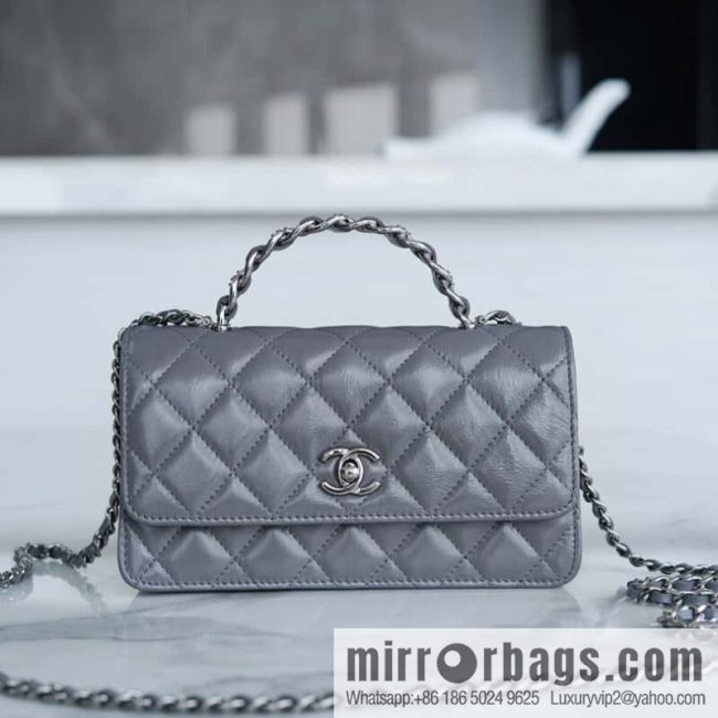 CHANEL 23K new rhinestone handle organ AP3645 dark gray
