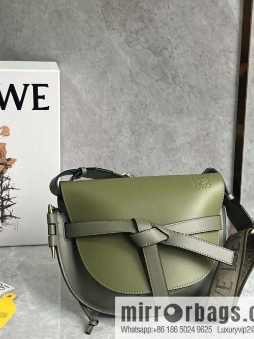LOEWE upgraded version letter wide shoulder strap saddle bag GateDual handbag 0671 green spell