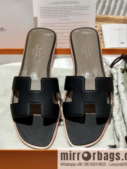 Hermès leather outsole H slippers
