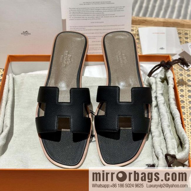 Hermès leather outsole H slippers