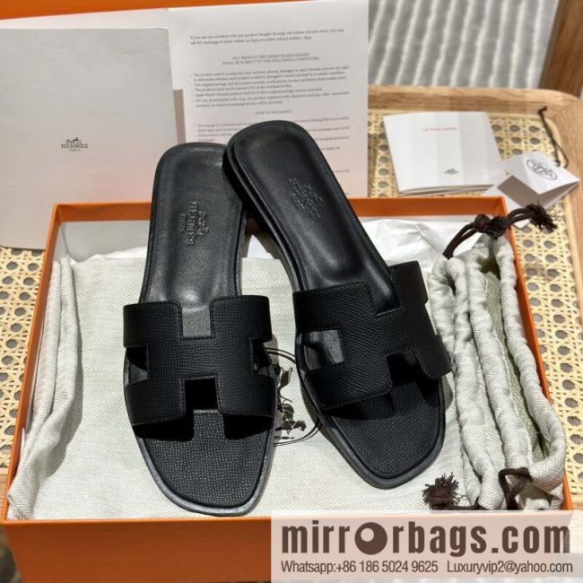 Hermès leather outsole H slippers