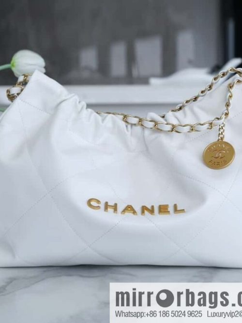 CHANEL 24C Horizontal 22 Handbag AS4486 White Gold Buckle
