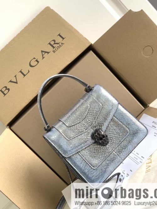 BVLGARI Bulgari Sprpenti Forever snakeskin tote bag 383292 blue 18CM