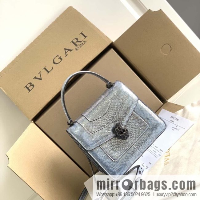 BVLGARI Bulgari Sprpenti Forever snakeskin tote bag 383292 blue 18CM