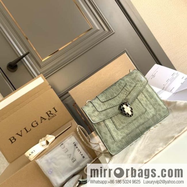 BVLGARI Bulgari Sprpenti Forever water snake skin inner small sheepskin chain bag 618792 mint green 20CM