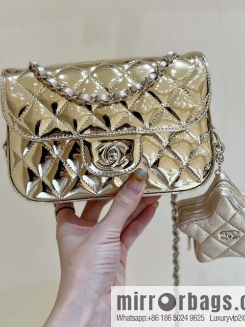 CHANEL 24C early spring vacation series CF patent leather cover bag AS4646 gold