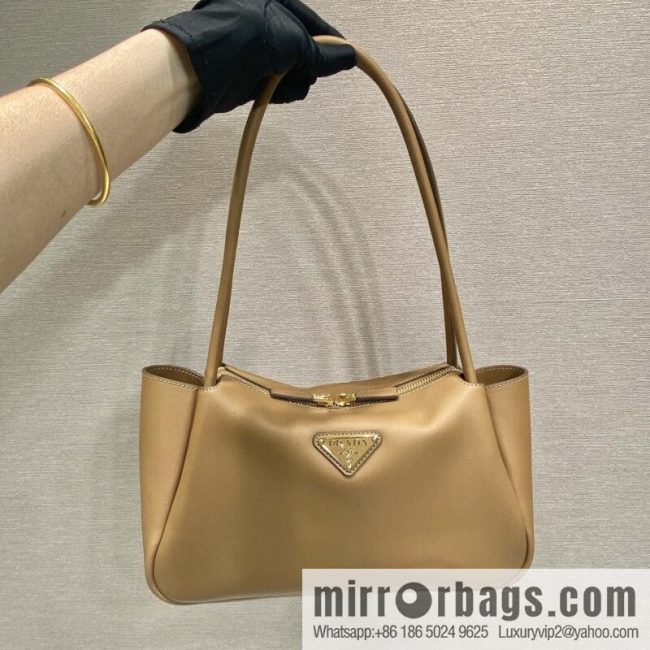 PRADA imported calfskin shoulder backpack 1BA444 caramel color