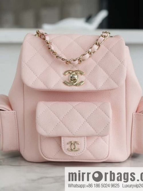 CHANEL 23K new, tank Dumas small shoulder backpack AS4399 light pink